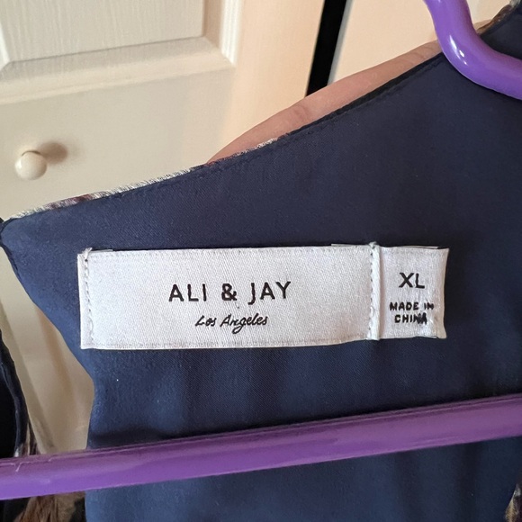 ALI & JAY Floral Wrap Jumpsuit XL Boho Wide Leg Sheer Sleeve Wedding Guest - Picture 4 of 6